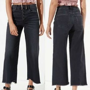 American Eagle Black High Rise Wide Leg Crop Jeans
